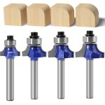 Lot de 4 fraises � d�foncer rondes avec tige de 6 mm