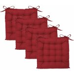 Lot de 4 galettes de chaise en coton rouge 38 x 38 cm - atmosphera