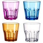 Lot de 4 gobelets transparents en acrylique incassables, gobelets octogonaux