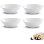 Lot de 4 grands bols de service, en porcelaine blanche, pour ramen, fruits, dessert, soupe, crales, ...