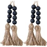 Lot de 4 guirlandes de perles en bois � suspendre, pompons, cordes, d�coration d'int�rieur, perles de ...