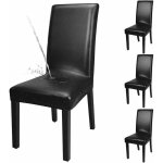 Lot de 4 housses de chaise en cuir synthtique solide tanche pour salle  manger, noir , 4 - stck