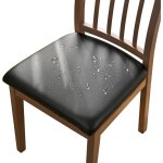 Lot de 4 housses de chaise noires, 36 - 48 cm, housses de chaise amovibles en similicuir imperm�able ...