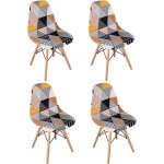 Lot de 4 housses de chaise de salle � manger extensibles scandinaves universelles sans accoudoirs pour ...