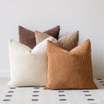 Lot de 4 housses de coussin décoratives neutres de style rustique et bohème en velours côtelé doux pour ... Lot de 4 housses de coussin décoratives neutres de style rustique et bohème en velours côtelé doux pour ...