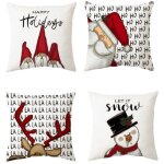 Lot de 4 housse coussin noel 45x45 housse de coussin deco noel coton et lin dcoratif taie d'oreiller ...