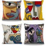 Lot de 4 housse de coussin picasso 45x45 cm coton lin brodé housses coussins canapé décoration salon ... Lot de 4 housse de coussin picasso 45x45 cm coton lin brodé housses coussins canapé décoration salon ...