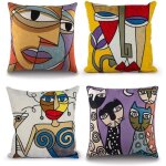 Lot de 4 housse de coussin picasso 45x45cm vintage motif abstrait impression housses de coussin décoratives ... Lot de 4 housse de coussin picasso 45x45cm vintage motif abstrait impression housses de coussin décoratives ...
