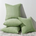 Lot de 4 housses de coussin en velours ctel vert sauge, 50x50 cm, moderne et doux, fermeture cache, ...
