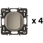 Lot 4 interrupteurs ou - va - et - vient c�liane 10ax enjoliveurs titanium et supports (cl7001)