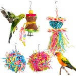 Lot de 4 jouets � m�cher pour petits perroquets, cage de fourrage, jouet � suspendre pour petits oiseaux, ...