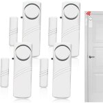 Lot de 4 mini alarmes autocollantes pour fen�tre et porte avec capteur magn�tique sans fil 90 db - syst�me ...