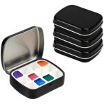 Lot de 4 mini palettes aquarelle � 12 godets avec couvercle, petit plateau de voyage portable et vide, ...
