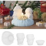 Lot de 4 moules  bougies en silicone 3d bonhomme de neige, moules  couler, moules  bougies en forme ...