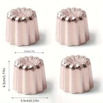 Lot de 4 moules � canel�s en cuivre 45 mm, 4, 5 cm