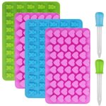 Lot de 4 moules silicone c?urs et oursons + 2 pipettes, pour chocolat, gele ou bonbons