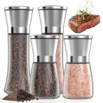 Lot de 4 moulin a poivre, noyau de broyage en c�ramique, salieres et poivrieres, moulin � sel verre et ...