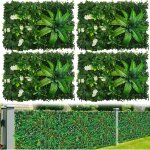 Lot de 4 murs v�g�taux artificiels, haies artificielles, cl�tures d'intimit� avec protection uv, toile ...