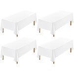 Lot de 4 nappe blanche rectangulaire 153x320cm nappe blanche tissu nappe blanche coton tissu de table ...