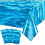Lot de 4 nappes vagues de l'ocan ? housses de table d'eau pour ocan, sous la mer, plage, piscine, sirne, ...