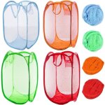 Lot de 4 paniers � linge pliables en maille pour chambre � coucher, chambre d'enfant, dortoir d'�tudiant ...