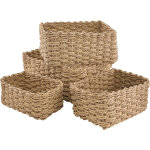 Lot de 4 paniers de tress�s en papier, corbeilles empilables paniers et bo�tes de rangement, pour salle ...