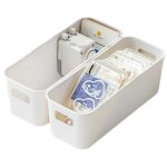 Lot de 4 petites bo�tes de rangement empilables en plastique blanc sans couvercle avec poign�es pour ...