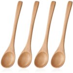 Lot de 4 petites cuill�res en bois � long manche - cuill�res � soupe - ustensiles de cuisine - cuill�re ...
