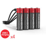 Lot de 4 piles aa / lr06 li - ion 1. 5v rechargeables par usb - c avec c�ble multi usb - 520300 ? thomson ...