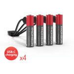 Lot de 4 piles aaa / lr03 li - ion 1. 5v rechargeables par usb - c avec c�ble multi usb - 520302 ? thomson ...