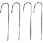 Lot de 4 piquets d'ancrage en acier galvanis robuste pour barres d'armature en j - pour chapiteaux, ...