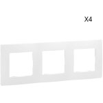 Lot de 4 plaques de finition encastrable legrand nilo� 3 prises blanc pur - 665003
