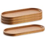 Lot de 4 plateaux de service ovales en bois de 29 x 10 cm pour charcuterie, fromage, dessert, collation, ...