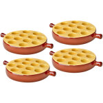 Lot de 4 po�lons � escargots 12 trous en porcelaine plat cuisson pour escargots avec poign�e , passe ...