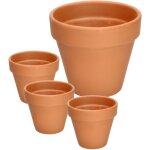 Lot de 4 pots de fleurs en terre cuite - 13 cm - avec bord - pour l'intrieur et le jardin