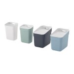 Lot de 4 poubelles - ready to collect - curver - 2 x 10 l + 2 x 20 l - blanc / vert / bleu / gris