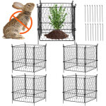 Lot de 4 protections pour plantes contre les animaux, 34 x 34 cm, grillage pour plantes, cages pour plantes ...