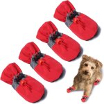 Lot de 4 protge - pattes pour chien, bottes pour animaux de compagnie (rouge taille 3)