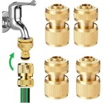 Lot de 4 raccords rapides pour tuyau d'arrosage de 1 / 2 pouce (1 / 2 pouce) en laiton, connecteur rapide, ...