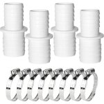 Lot de 4 raccords de tuyau de piscine de 38 mm � 32 mm, avec 4 colliers de serrage en acier inoxydable ...