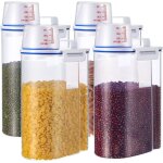 Lot de 4 r�cipients herm�tiques � riz 2 l (2000 ml), distributeurs de c�r�ales avec verre doseur, bo�tes ...