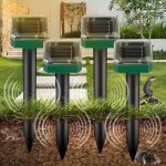 Lot de 4 rpulsifs pour animaux  ultrasons ip65 rpulsif pour rongeurs solaire  ultrasons pour jardin ...