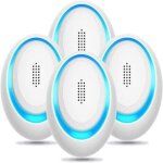 Lot de 4 r�pulsifs � ultrasons pour insectes, pi�ge �lectronique � souris pour l'int�rieur, insert r�pulsif ...