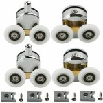 Lot de 4 roulettes doubles - pour porte de douche coulissante,  2 roues de 23 mm de diamtre en alliage ...