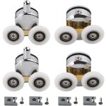 Lot de 4 roulettes doubles - pour porte de douche coulissante,  2 roues de 23 mm de diamtre en alliage ...