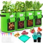 Lot de 4 sacs de culture pour pommes de terre de 10 gallons, sacs de plantation avec fenêtre et gants ... Lot de 4 sacs de culture pour pommes de terre de 10 gallons, sacs de plantation avec fenêtre et gants ...