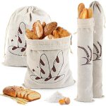 Longziming - lot de 4 sacs  pain en lin avec cordon de serrage - sacs  pain en lin pour pain maison ...
