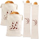 Lot de 4 sacs  pain en lin pour pain maison, non blanchis, rutilisables, sacs  baguette de boulangerie ...