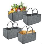 Lot de 4 sacs en pliable grand panier shopper en feutre pour bois de chemine sacs pour bois journaux, ...