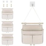 Lot de 4 sacs de rangement suspendus, sac de rangement suspendu, rangement mural � 3 compartiments, organisate ...